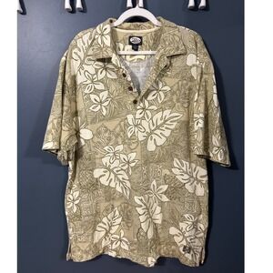 Tommy Bahama Mens Tropical 100% Cotton Short Sleeve Floral Tan Large Vacation